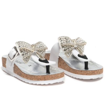 Slippers / T Sandalen Strik White Steentjes Monnalisa Slippers / T Sandalen Strik White Steentjes Monnalisa